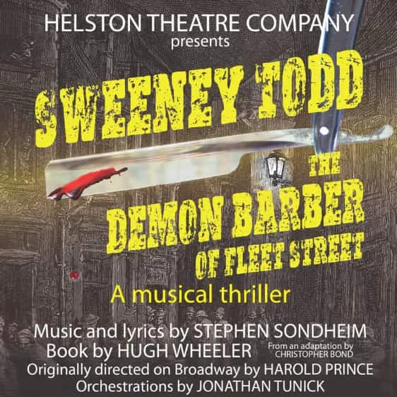 Poster for Sweeney Todd, performed at the Epworth Hall April 2023